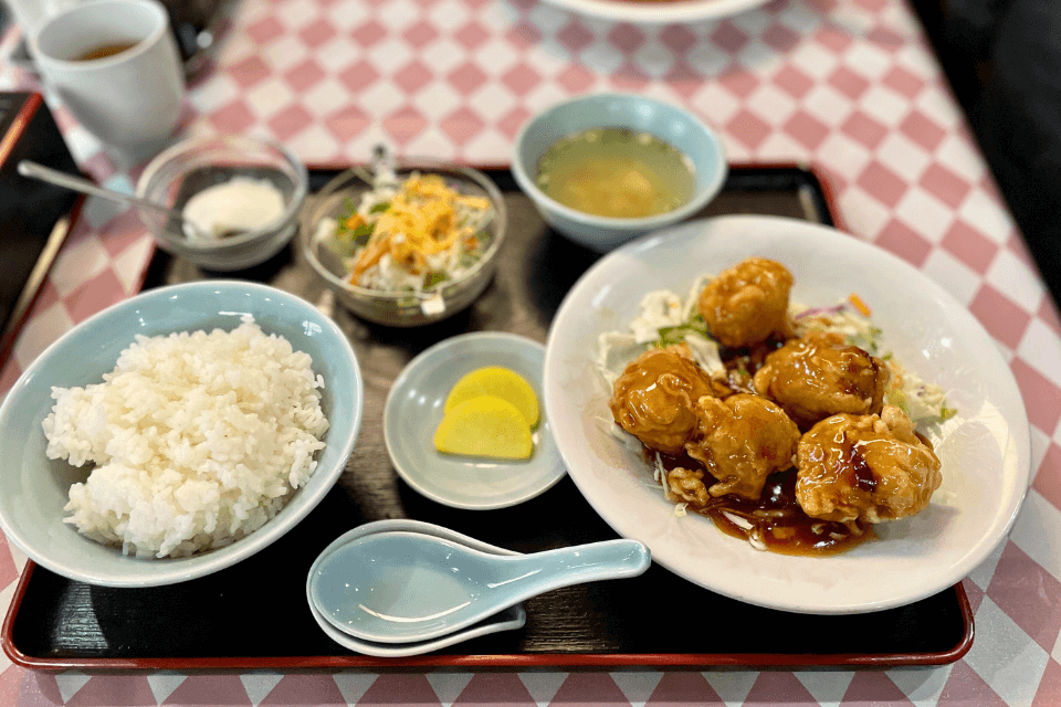 伊万里中華天狗屋飯店ランチメニュー黒酢酢豚定食