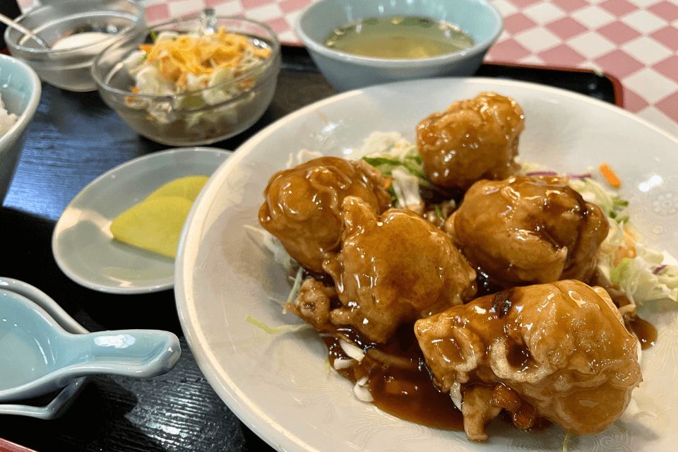 伊万里中華天狗屋飯店ランチメニュー黒酢酢豚定食