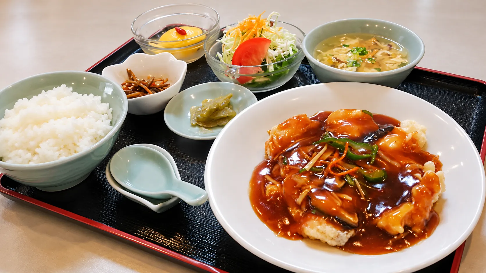 伊万里市の中華料理店 天狗屋飯店の期間限定 白身魚の甘酢餡かけ定食